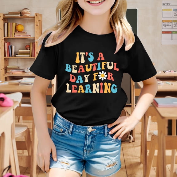 Teen Clothes For Girls Letter Short Sleeve Shirt For Girls Loose Soft Girls Summer Tops Birthday Gifts For 140.00 Girls Cute Girl Clothing