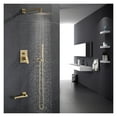 thumbnail image 3 of Bathroom Shower Set Brushed Gold Square Rainfall Shower Faucet Wall or Ceiling Wall Mounted Shower Mixer 8-12" Shower Head ,Effortless Installation, 3 of 7
