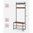 thumbnail image 3 of Coat Rack, Hall Tree with Shoe Storage Bench, Entryway Bench with Shoe Storage, 3-in-1, Steel Frame, for Entryway, 12.6 x 27.6 x 68.9 Inches, Industrial, Rustic Brown and Black, 3 of 8