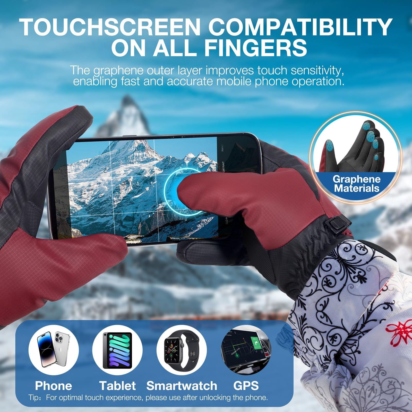 Winter Waterproof Warm Gloves Women Men With Touchscreen Fingers  Ski Snow Windproof For Cold Weather Thermal Running Hiking Driving Cycling Outdoor Sports Daily Work