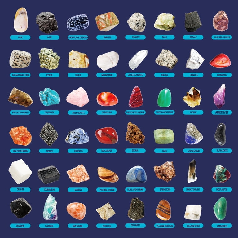 Eduman 48PCS Rocks Collection Kit, Geology Gem Mineral Set for