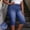 Dark Blue, variant on Tqcoqu Women's Faux Jeans Print Capris High Waist Pull On Knit Non-Denim Pants with Decorative Pockets,Sky Blue,Women's S-XXL