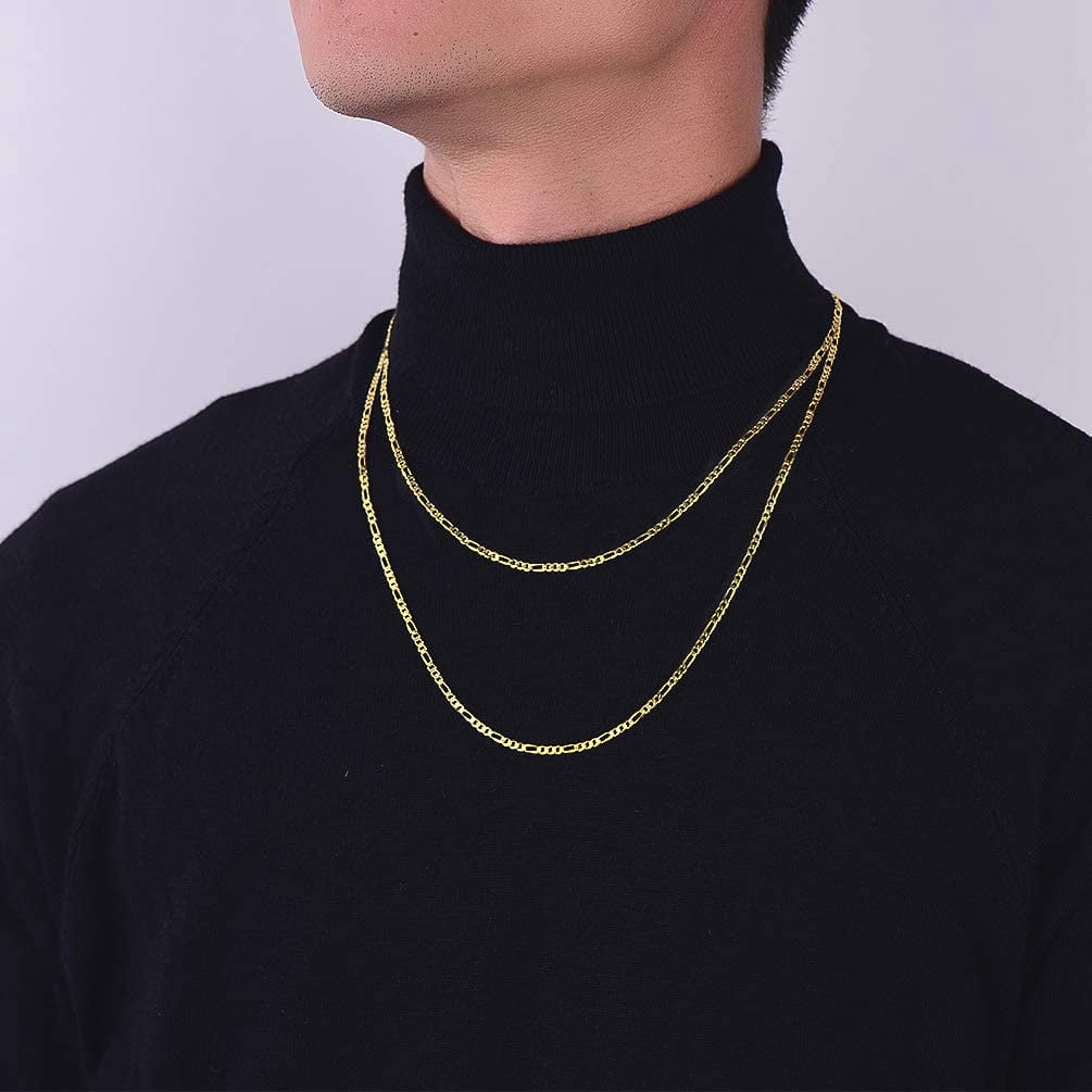 PROSTEEL Pure S925 Sterling Silver Chain for Women Sensitive Skin Hypoallergenic 3mm/5mm Figaro Necklace Gold Plated Birthday Graduation Gift for Female Mom Wife