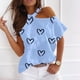 thumbnail image 1 of Pntutb Mujeres Verano Cuello Redondo Manga Corta Estampado Sin Tirantes Camiseta tops Blusas Pntutb Pntutb-7426, 1 of 5
