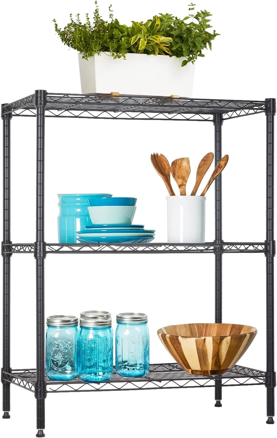 FDW Adjustable Storage Shelves Metal Storage Shelf(Black, 23Lx13.2Wx30.2H)