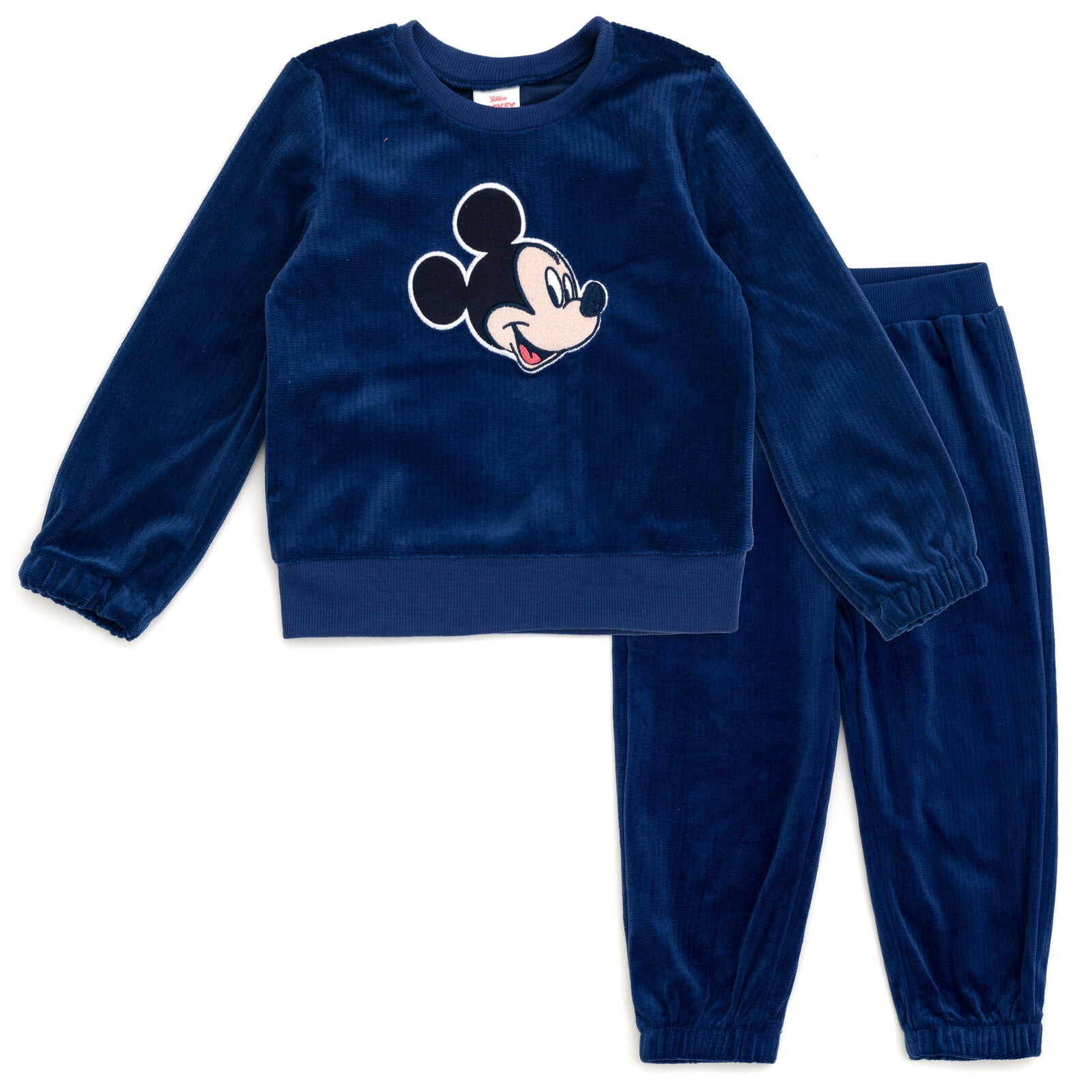 Disney Mickey Mouse Baby Boys' Velour 2-Piece Sweatshirt and Pants Set Navy