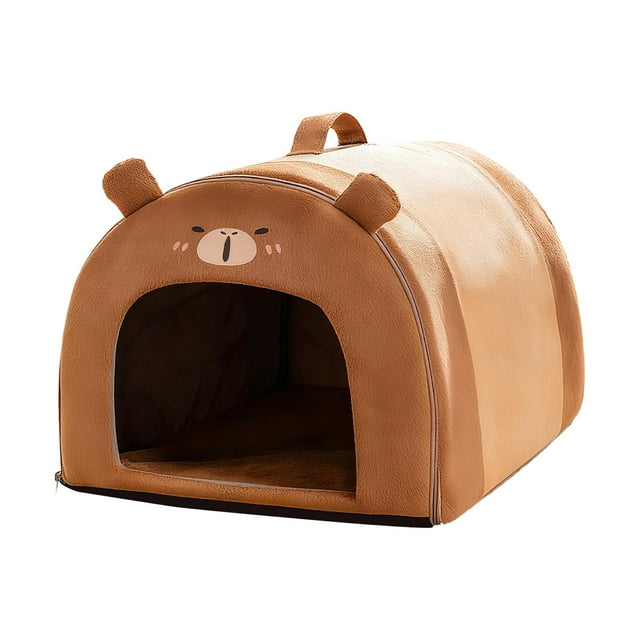 Flynix Lit pour Chat Maison Fermée Niche Robuste Anti-Effondrement Tapis en Peluche pour Petits Animaux