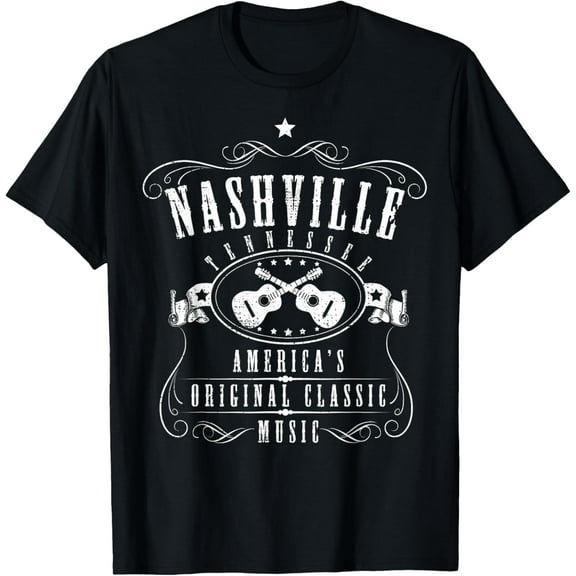 Nashville Country Music T-Shirt Vintage Tennessee Musician T-Shirt Tops Tee