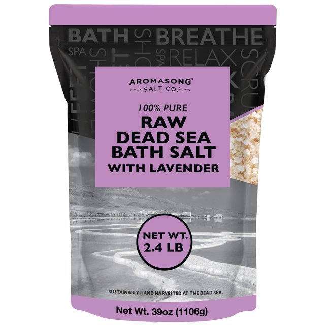 Sal de baño Aromasong Sal pura y cruda del Mar Muerto con lavanda, 1,1 kg