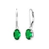 Gem Stone King 925 Silver Green Simulated Emerald Earrings For Women (2.30 Ct Oval 7X5MM)