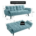 thumbnail image 5 of Aukfa 75" Flared Arm Futon Convertible Sofa Bed, Velvet Sleeper Couch for Home Office, Blue, 5 of 11