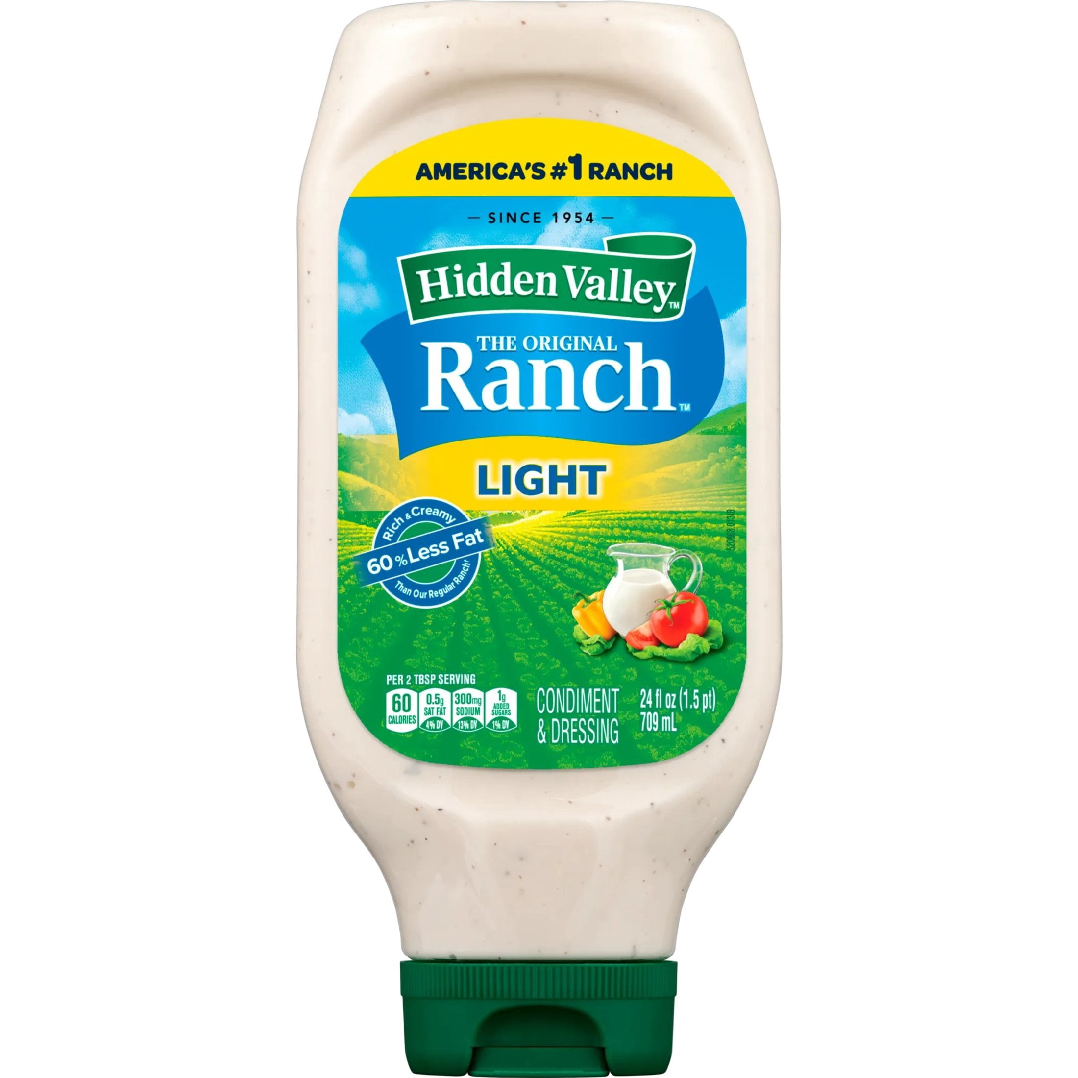 Hidden Valley Light Ranch Dressing & Condiment, 24 fl oz Squeeze Bottle