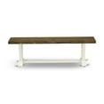 thumbnail image 3 of Pemberly Row V-Style 15x60" Wood Dining Bench in White/Brown, 3 of 5
