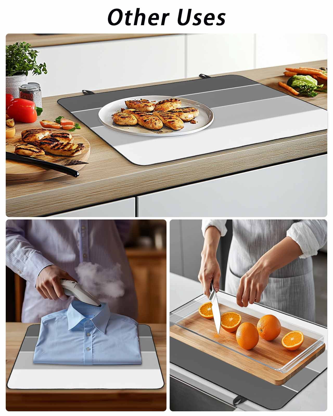 Stove Top Covers for Electric Stove, Black Grey Striped Glass Stovetop Cover Protector, Farmhouse Modern Induction Cooktop Protector Oven Mat for Kitchen Countertop 24"x21"