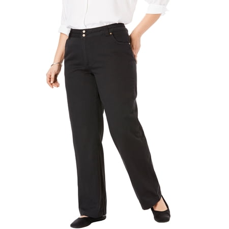 Woman Within Plus Size Petite Perfect Wide-Leg All-Cotton Denim Five-Pocket Jeans