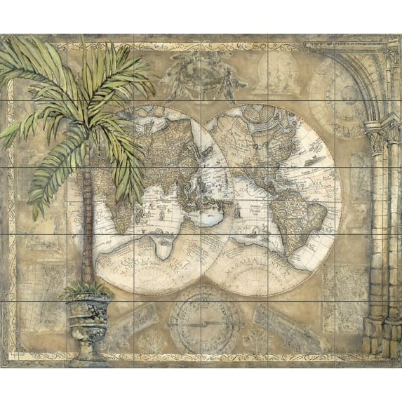 Tile Mural Kitchen Backsplash - Terra Graphic I - by Charlene Olson