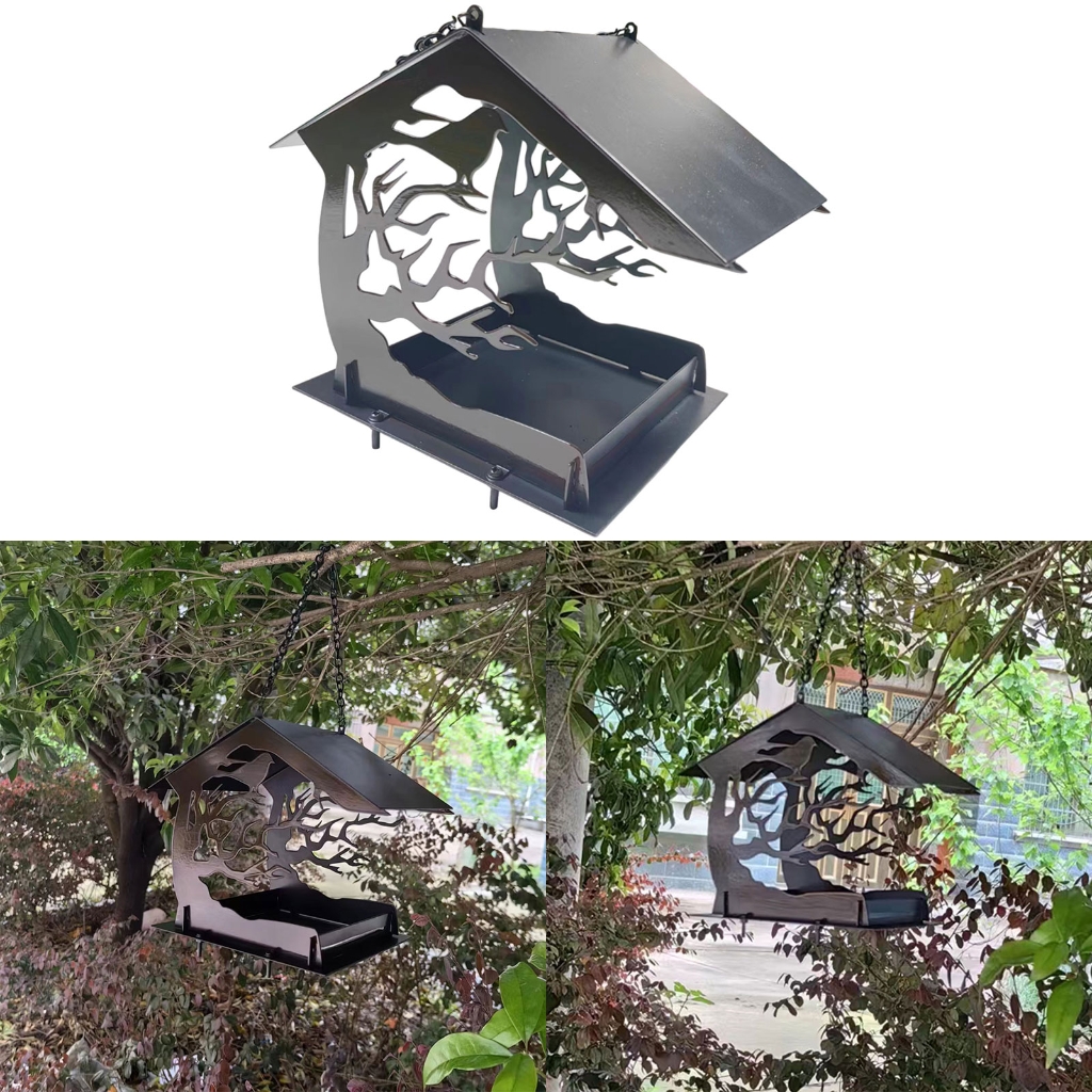 Aurgiarme Bird Feeders Birdwatching Large Capacity Bird Feeders Tray for Attracting Bird Iron Tray For Outdoor Garden