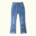thumbnail image 5 of SDNall Kids Girls Bell Bottom Jeans Lace Hem Flare Denim Pants Fashion Cute Sweet Boe Flared Pants Trousers Jeans Pants Age:2-3Years, 5 of 9