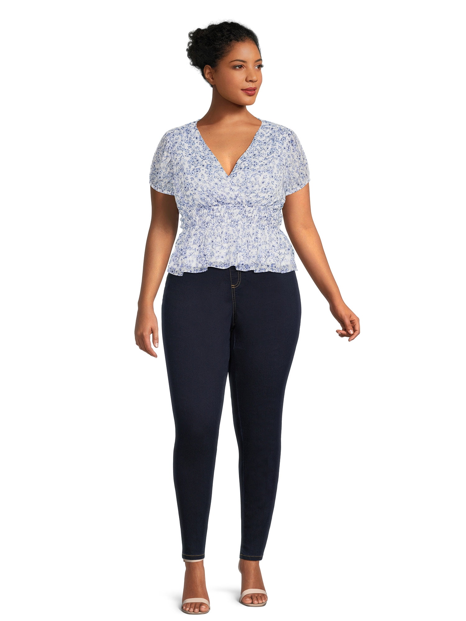JMS Just My Size by Hanes Women's Plus Size Pull-On Stretch Jeggings, Sizes 0X-4X, Regular and Petite