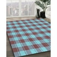 thumbnail image 3 of Ahgly Company Machine Washable Indoor Round Transitional Blue Diamond Blue Area Rugs, 5' Round, 3 of 7