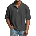 thumbnail image 2 of Qwertyu Short Sleeve Waffle Shirt Men Relaxed Fit Button Down Polo Shirts Collared Lightweight Big and Tall Golf Shirts Black XL, 2 of 8