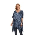 thumbnail image 4 of Beautybatik Grey Womens Boho Hippie Batik Tie Dye Plus Size Tunic Blouse Kaftan Top 4x, 4 of 7