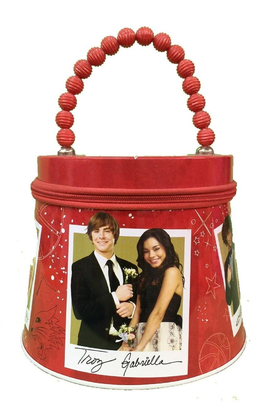 Red High School Musical Round Collectible Tin Box with Zipper 