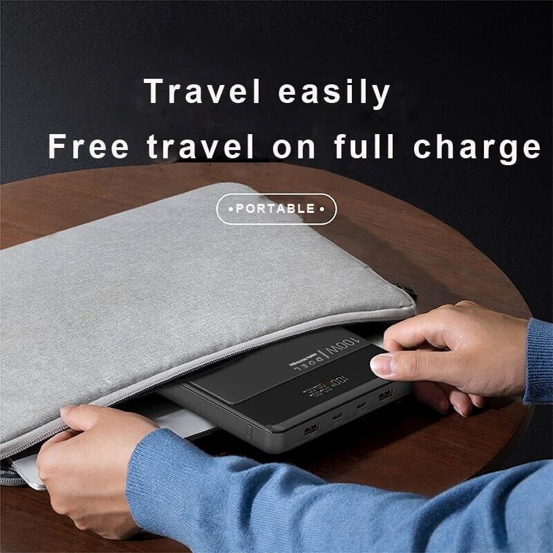 DOEL Power Bank,100W 20000Mah Portable Charger with PD Fast Charging 4-Output and digital display,Carbon Series Laptop Battery Pack for Macbook, iphone,ipad,Samsung,Steam Deck (Black)
