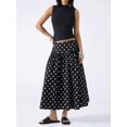 thumbnail image 5 of Black Polka Dot A-Line Midi Skirt For Women, Flowing Cotton Skirt With Elastic Waistband, 5 of 7