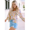 thumbnail image 5 of Women's Multicolor Floral Square Neck Puff Sleeve Babydoll Blouse, 5 of 5