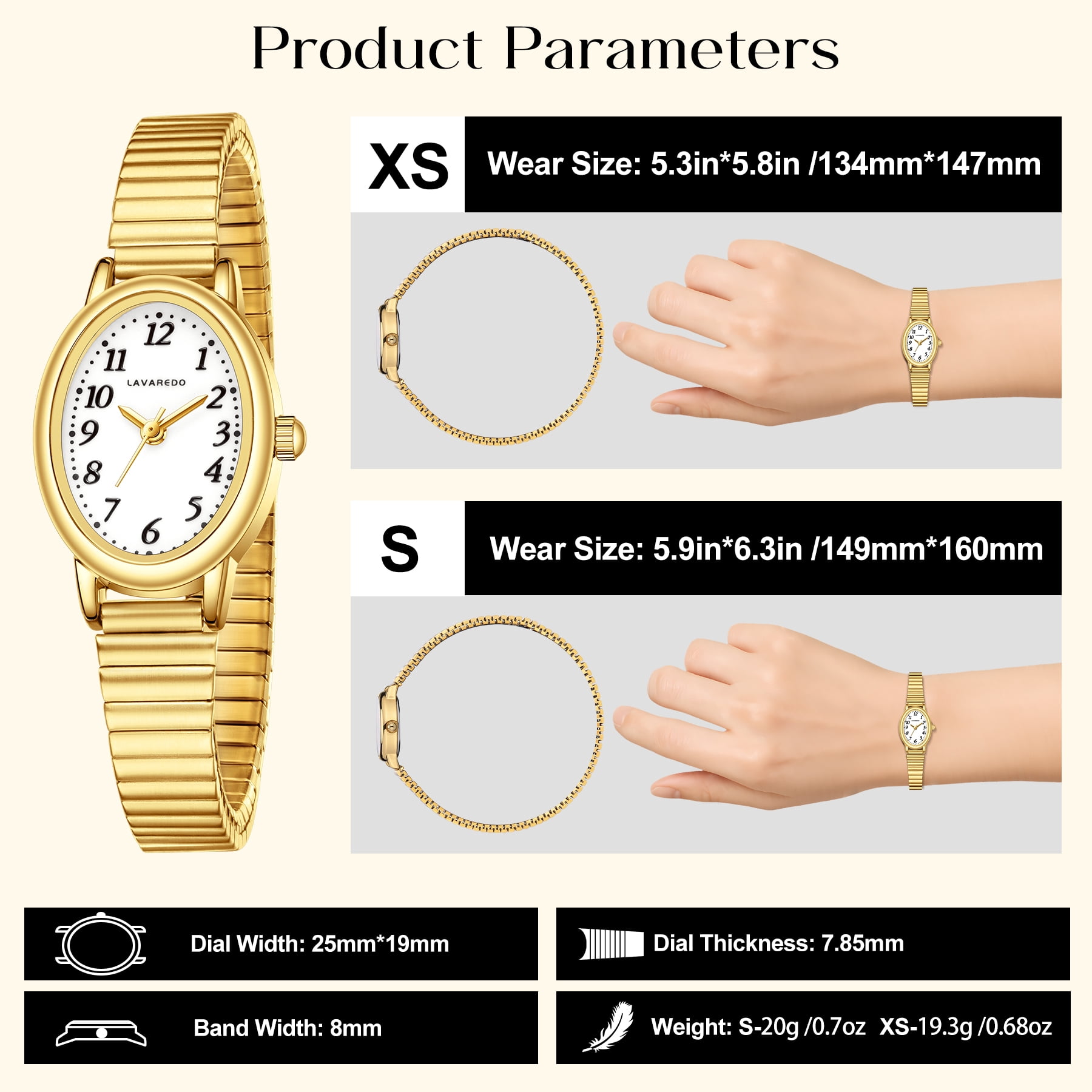 Watches for Women Easy Read Ladies Quartz Wrist Watch with Stainless Steel Expansion Band Waterproof Watch Gift for Woman -S Size