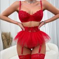thumbnail image 4 of Levmjia Women's Lingerie Set Mesh Embroidery 3 Piece Set For Couples Romantic Nights Comfortable Stretch Fit Pajamas And Special Occasions, 4 of 5