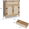 thumbnail image 2 of Bingirl 29.9-Inch Small Rattan Buffet Cabinet with Storage: Perfect Kitchen Coffee Bar Cabinet for Living Room. Boasts Doors, Drawer, Adjustable Shelves, and Handle (Natural), 2 of 7