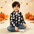 thumbnail image 2 of LTTVQM Halloween Sweatshirt for Boys Girls Cute Ghost Pumpkin Pattern Half Zip Stand Collar Cable Knit Long Sleeve Pullover Casual Warm Comfortable Outdoor Holiday Party Sweater Khaki 5-6 Year, 2 of 6