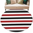 thumbnail image 2 of Red Black Stripe Round Area Rug 7 FT,Non Slip Living Room Area Carpet,Farmhouse Watercolor Modern Geometric Washable Soft Circular Rug Non-Shedding Floor Carpet for Bedside Office Play Room Classroom, 2 of 9