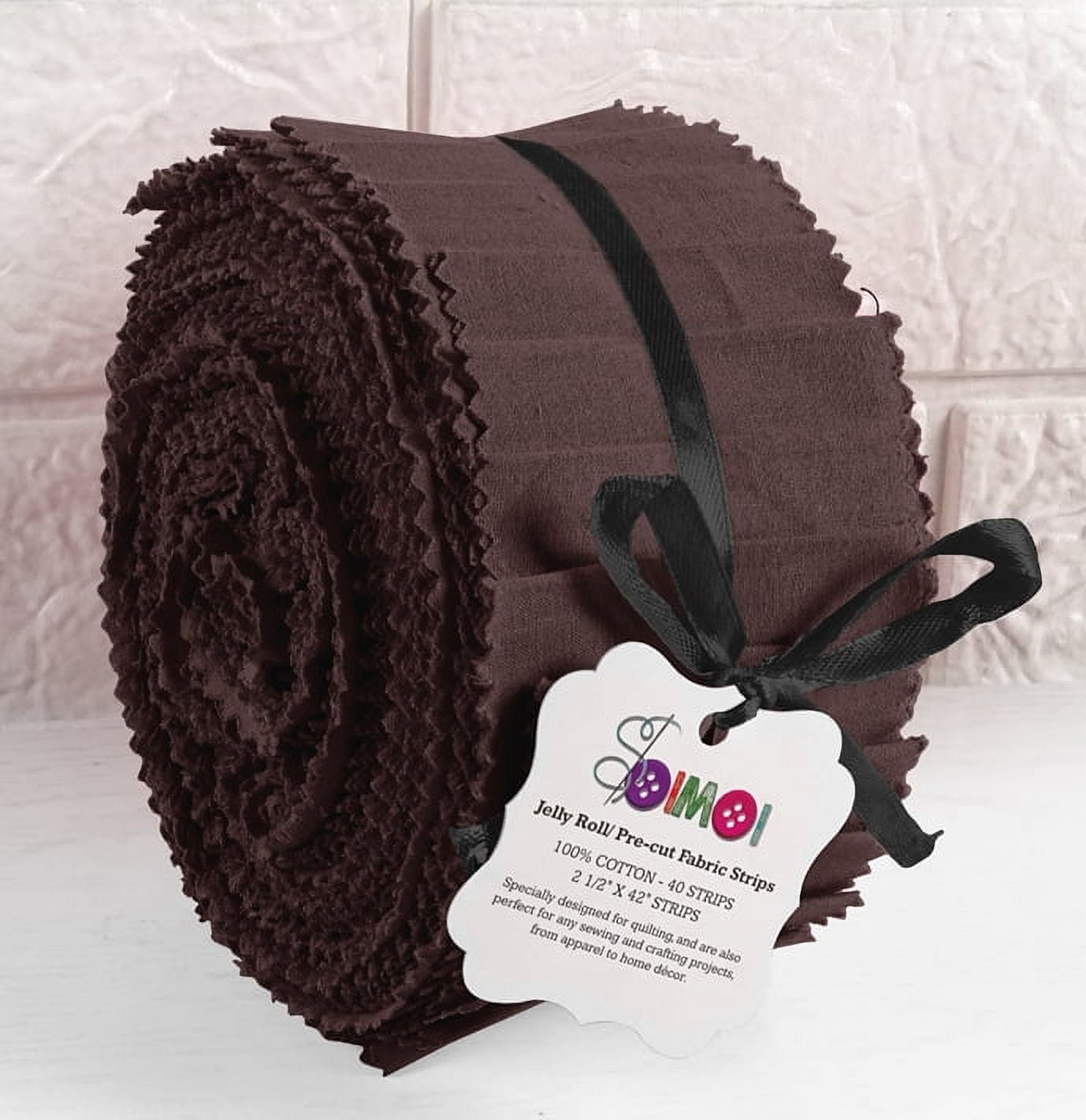Soimoi 40Pcs Solid Dark Brown Precut Fabrics Strips Roll Up 2.5 Inches Cotton Jelly Rolls For Quilting