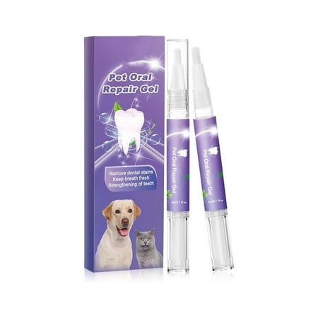 

2PCS Pet Oral Repair Gel Pet Oral Repair Gel for Dogs Pet Oral Restoration Whitening Gel Pet Teeth Whitening Pen Pet Breath Freshener Gel for Dogs Targets Tartars-Without Brushing