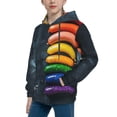 thumbnail image 2 of Picia Rainbow Sausages On Dark Slate Pattern Youth Hoodie - Warm Pullover Sweatshirt with Kangaroo Pocket, Ideal for Boys and Girls-X-Large, 2 of 6
