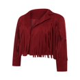 thumbnail image 4 of Veste à Franges pour Femmes Cardigan à Franges Crop Tops Vintage Ouvert devant Manteau Motard, 4 of 6