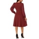 thumbnail image 3 of Vestido envolvente para mujer INSPIRE CHIC con cuello en V, mangas largas de linterna, vestido midi con puntos suizos y bolsillos en color rojo vino, talla S, 3 of 6