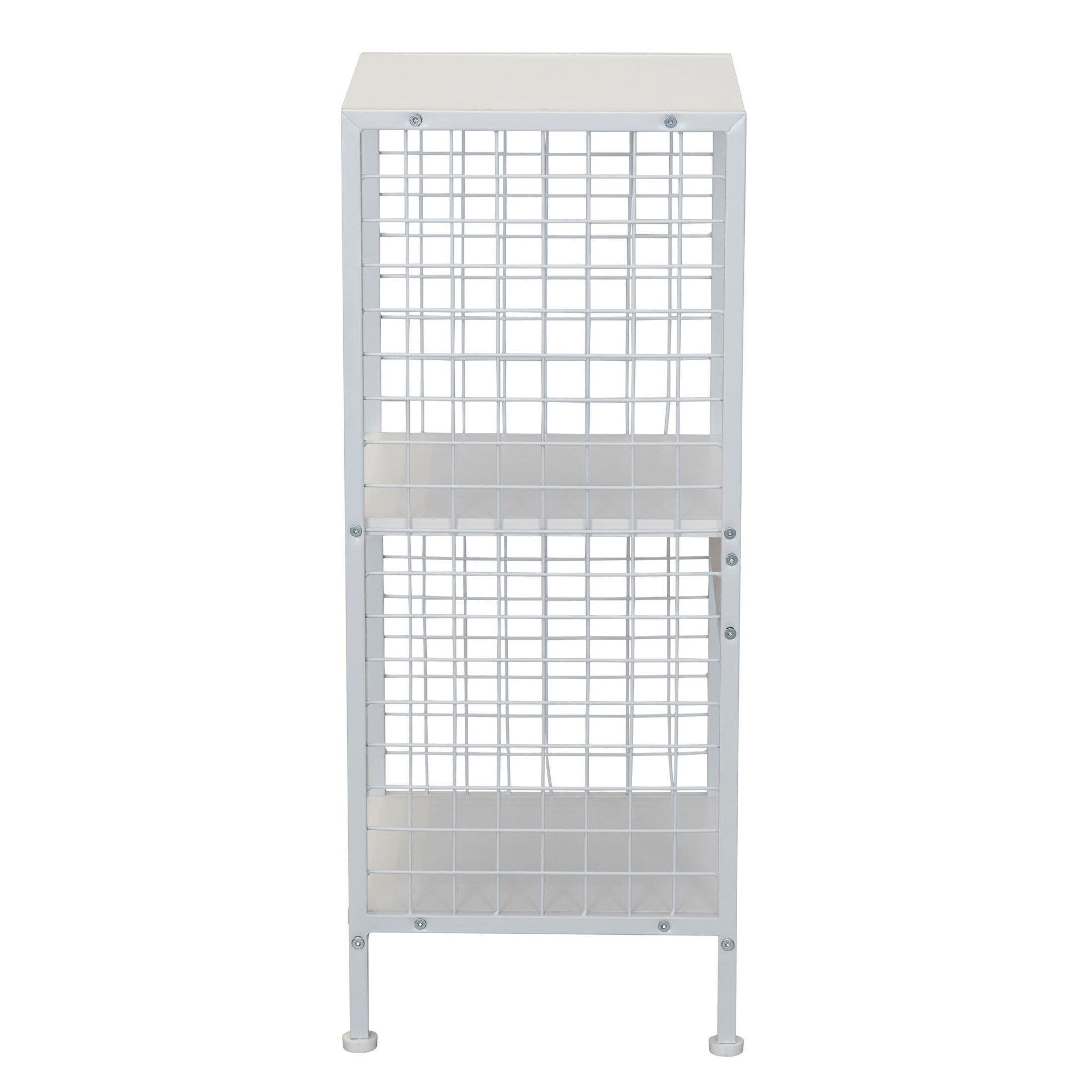 Household Essentials Trellis Open Storage Bookshelf with 2 Cube Compartments Scandinavian White and White Metal