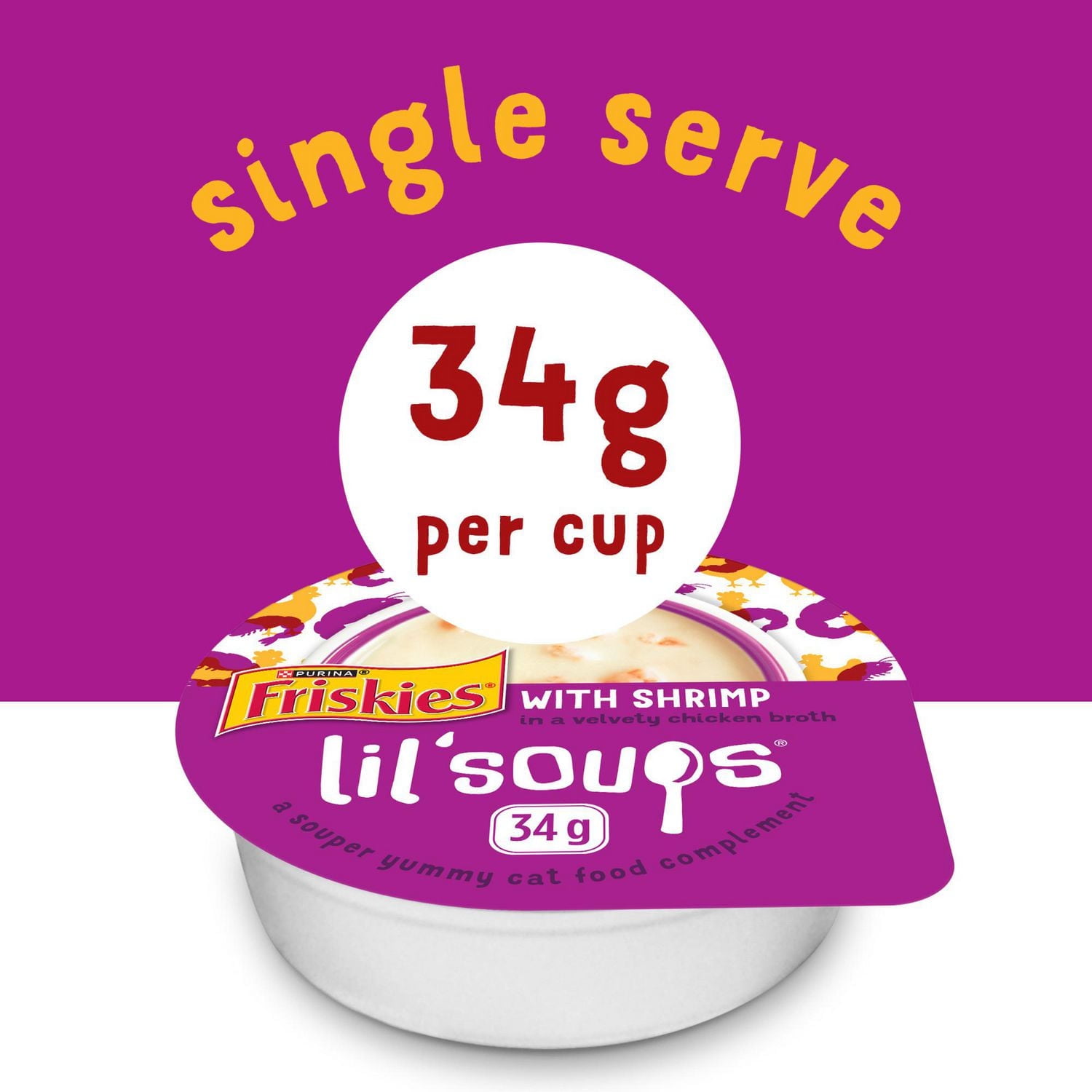 Friskies Lil' Soups with Shrimp in a Velvety Chicken Broth, Cat Treats 34 g, 34 g