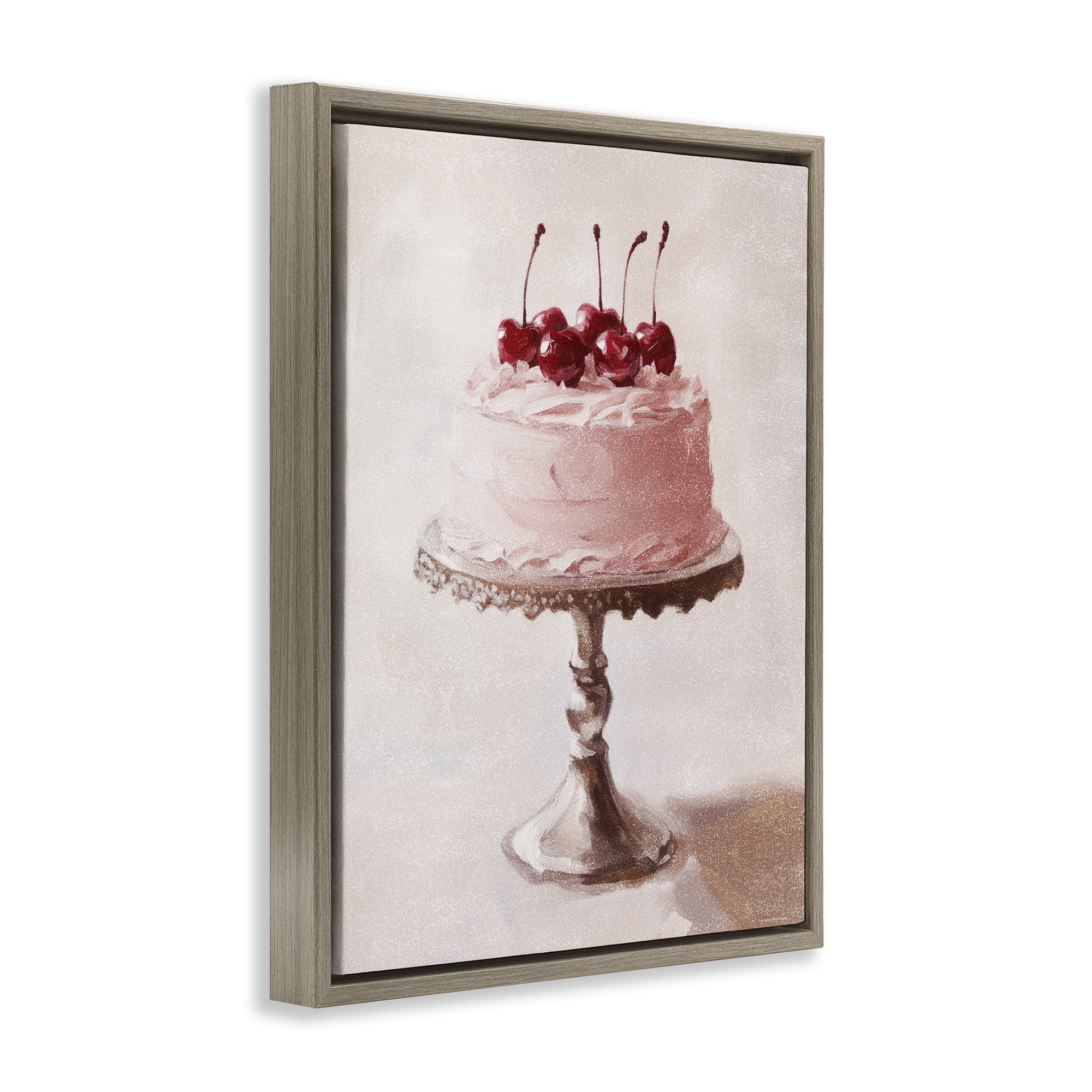 Stupell Industries Cherry Cake Delight Brown Framed Floater Canvas Wall Art, design by Svetlana Aleynikova