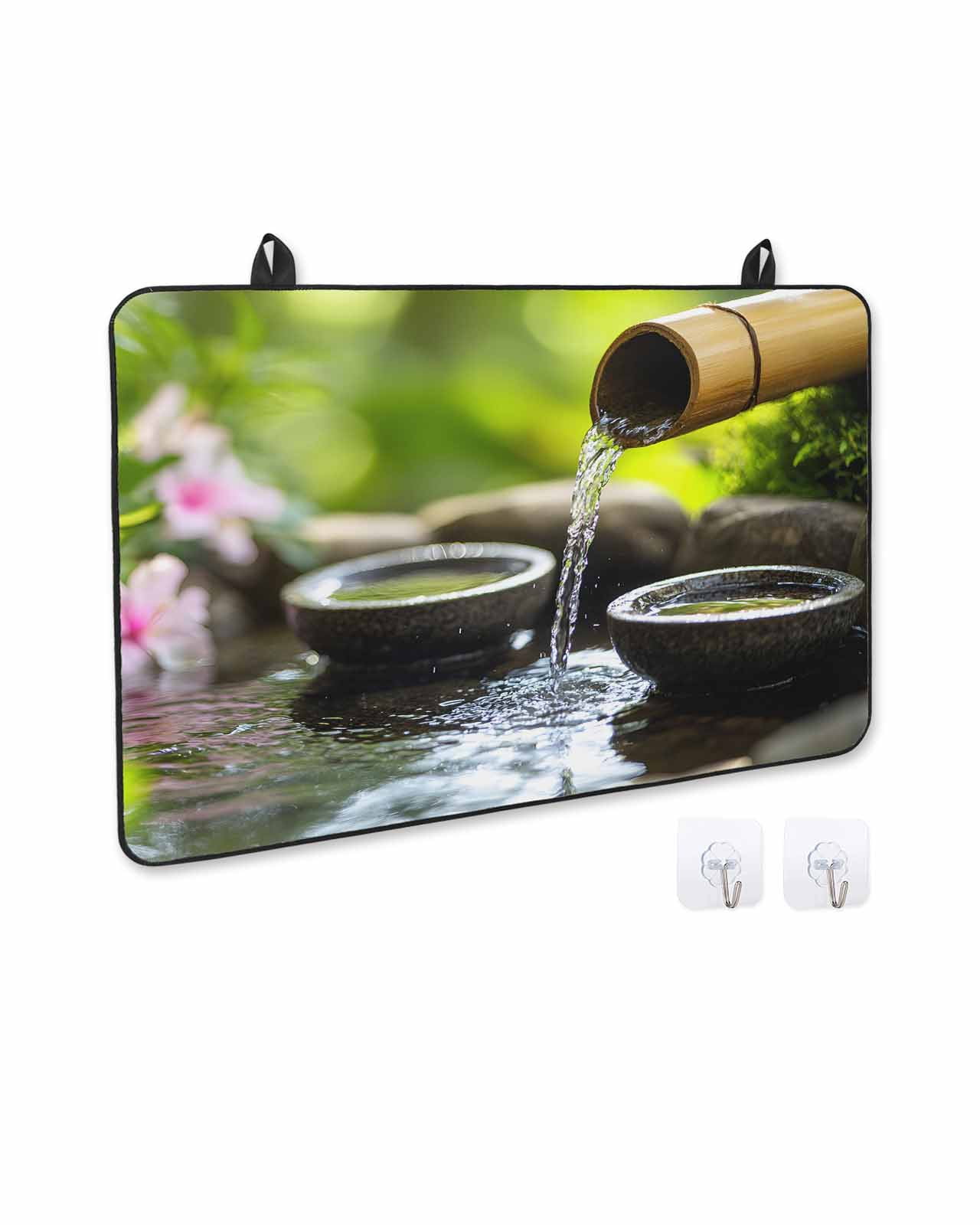 nqOlkjepod Large Induction Cooktop Protector Mat 36"x21", Flowing Water Zen Stones Stove Top Covers for Electric Stove, Modern Country Abstract Art Stove Burner Cover Mats, Glass Top Stove Cover