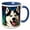 Blue/White, variant on 3drose, Funny Siberian Husky Dog Portrait. Colorful Digital Art Gift for You, 11oz Two-tone Red Mug