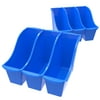 Storex Interlocking Small Book Bin, Plastic Desktop Storage for Letter Paper, Blue, 6-Pack