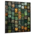 thumbnail image 2 of Designart "Green stones Tiles II In Green" Abstract Tile Metal Wall Art Green Modern Office Room Wall Art, 2 of 6
