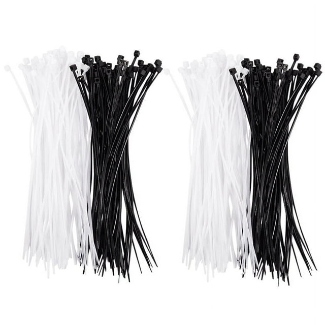 Organizador de bridas para cables con cierre de presión de alambre para automóvil, 3 mm x 150 mm, blanco y negro, 200 unidades