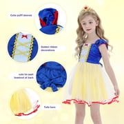 Jurebecia Princess Dress Royal Storybook up Puffed Sleeves & Tulle Skirt Birthday Party Costume Tulle Skirt 4-5 Years
