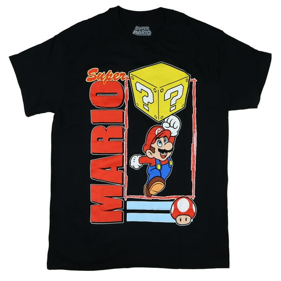 Super Mario Question Block Men's Shirt Adult Video Game Graphic Print Short Sleeve Tee